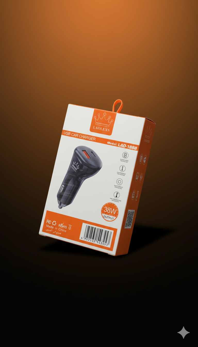⚡️ LAOLEXS 38W Super Fast USB Car Charger - Model: LAO-1888 👑