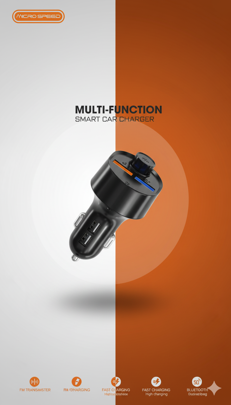 ⚡ MICRO SPEED MS-400 Multi-Function Smart Car Charger & FM Transmitter - Image 2