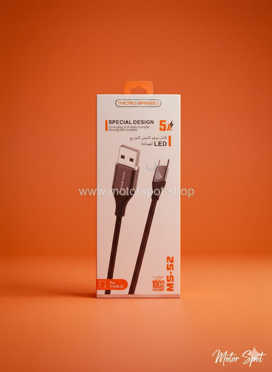 MICRO SPEED MS-52 5A Fast Charging & Data Cable (USB-A to Type-C) with LED Indicator - Image 2