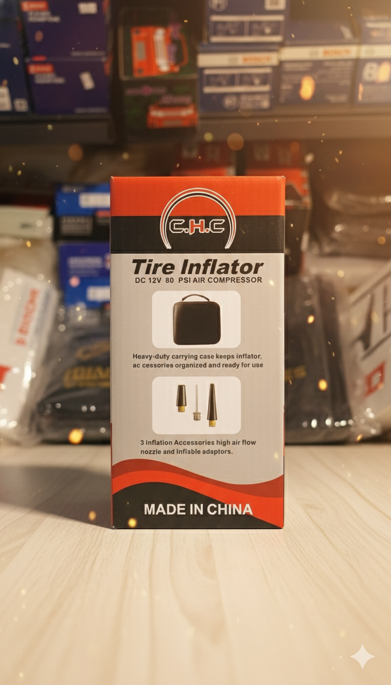 C.H.C Portable 12V Air Compressor & Tire Inflator | 80 PSI - Image 4