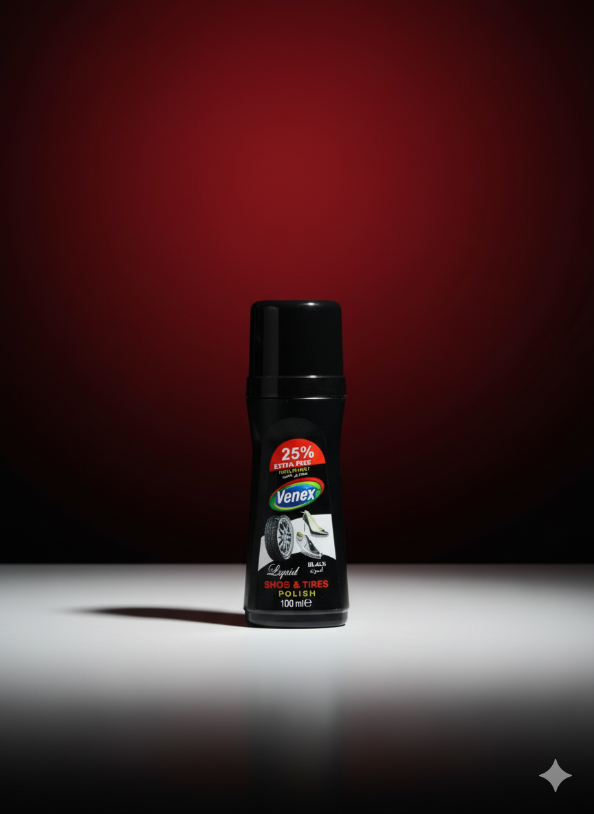 Venex Liquid Black Shoes & Tires Polish - 100 ml