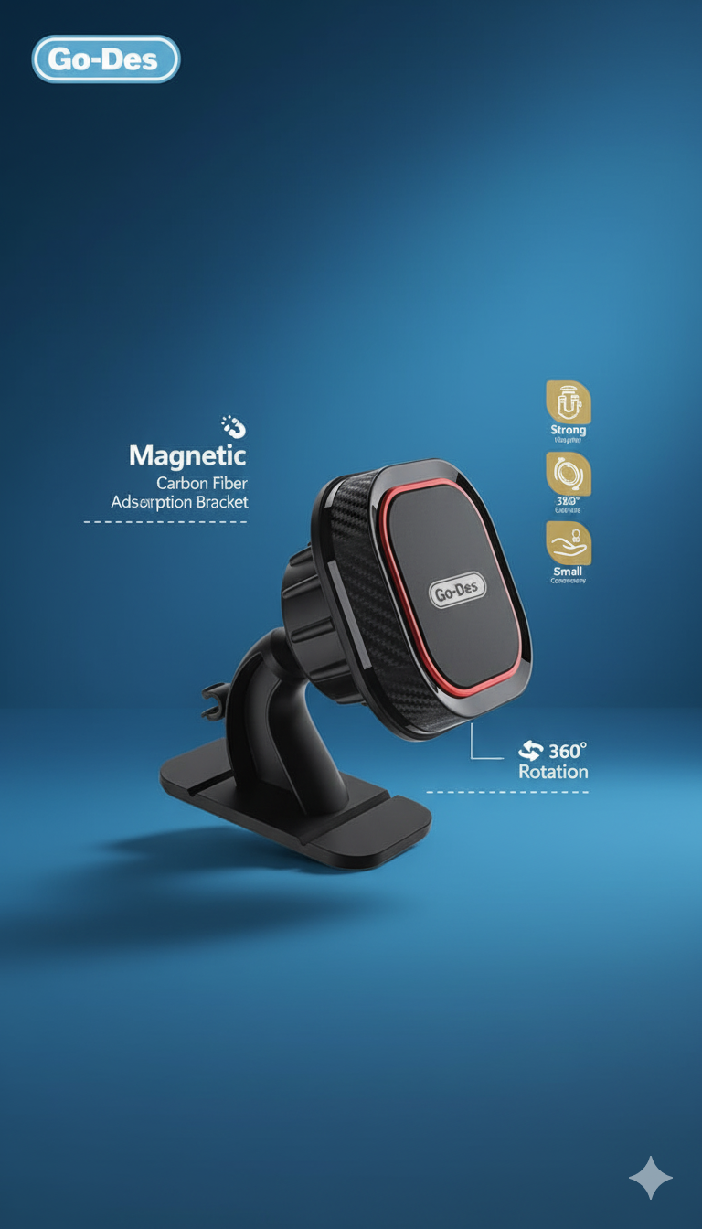 Go-Des GD-HD668 Magnetic Carbon Fiber Adsorption Phone Bracket - Image 2