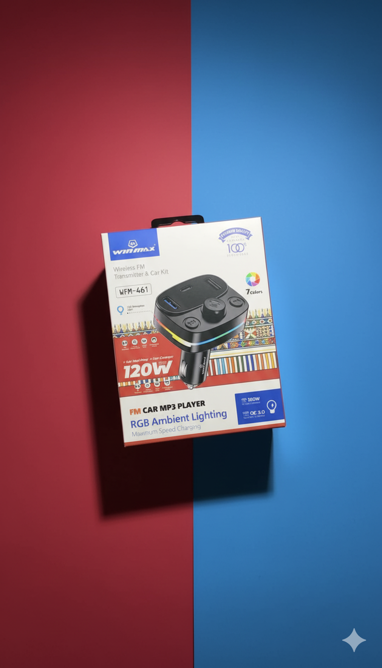 WINMAX WFM-461: 5-in-1 Wireless FM MP3 Player & 120W Super Car Charger - Image 3