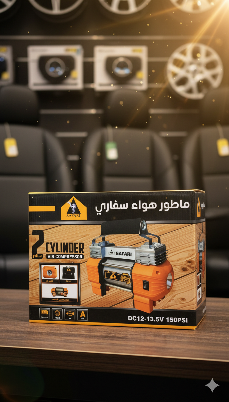 Safari 2-Cylinder Portable Auto Air Compressor - 150 PSI - Image 3