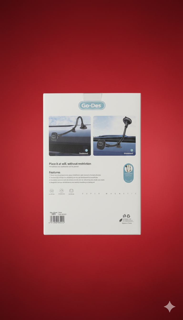 Go-Des GD-HD761: Windshield & Center Console Dual Purpose Magnetic Car Holder - Image 3