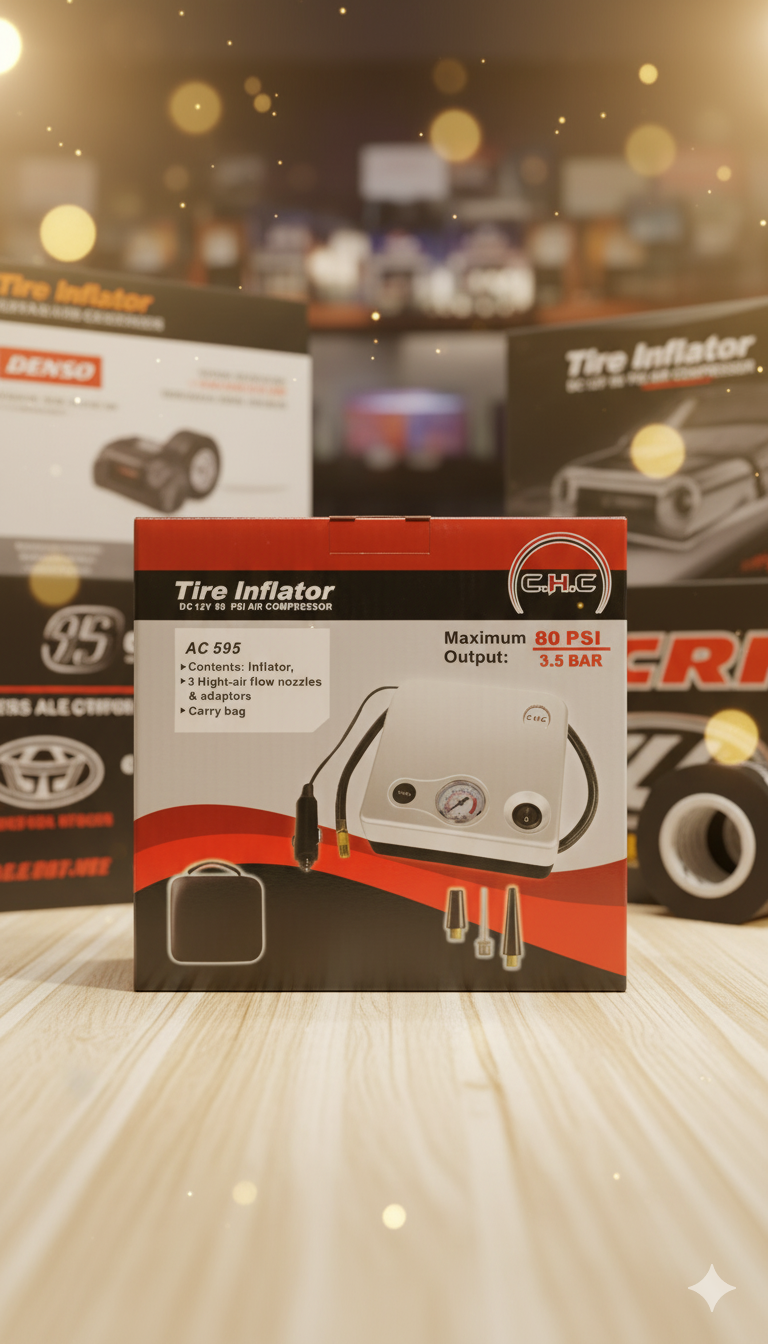 C.H.C Portable 12V Air Compressor & Tire Inflator | 80 PSI - Image 3