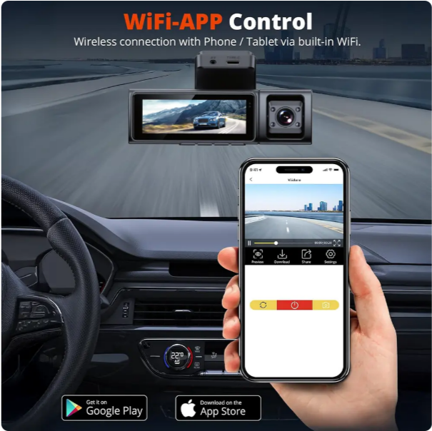 K1000 3CHs 4K Mini Dashcam Triple Camera